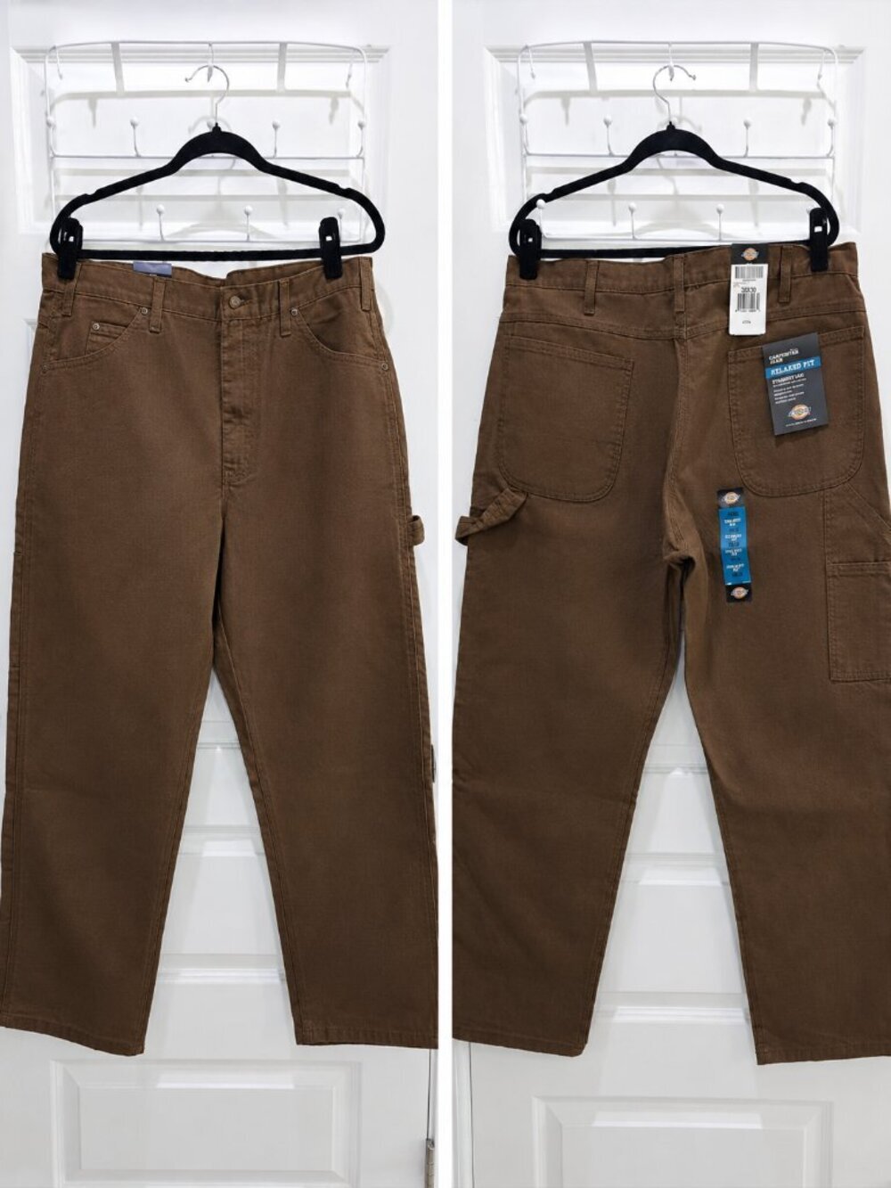 Dickies 38x30 Brown Relaxed Fit Carpenter Pants Heavyweight Duck Workwear NWT